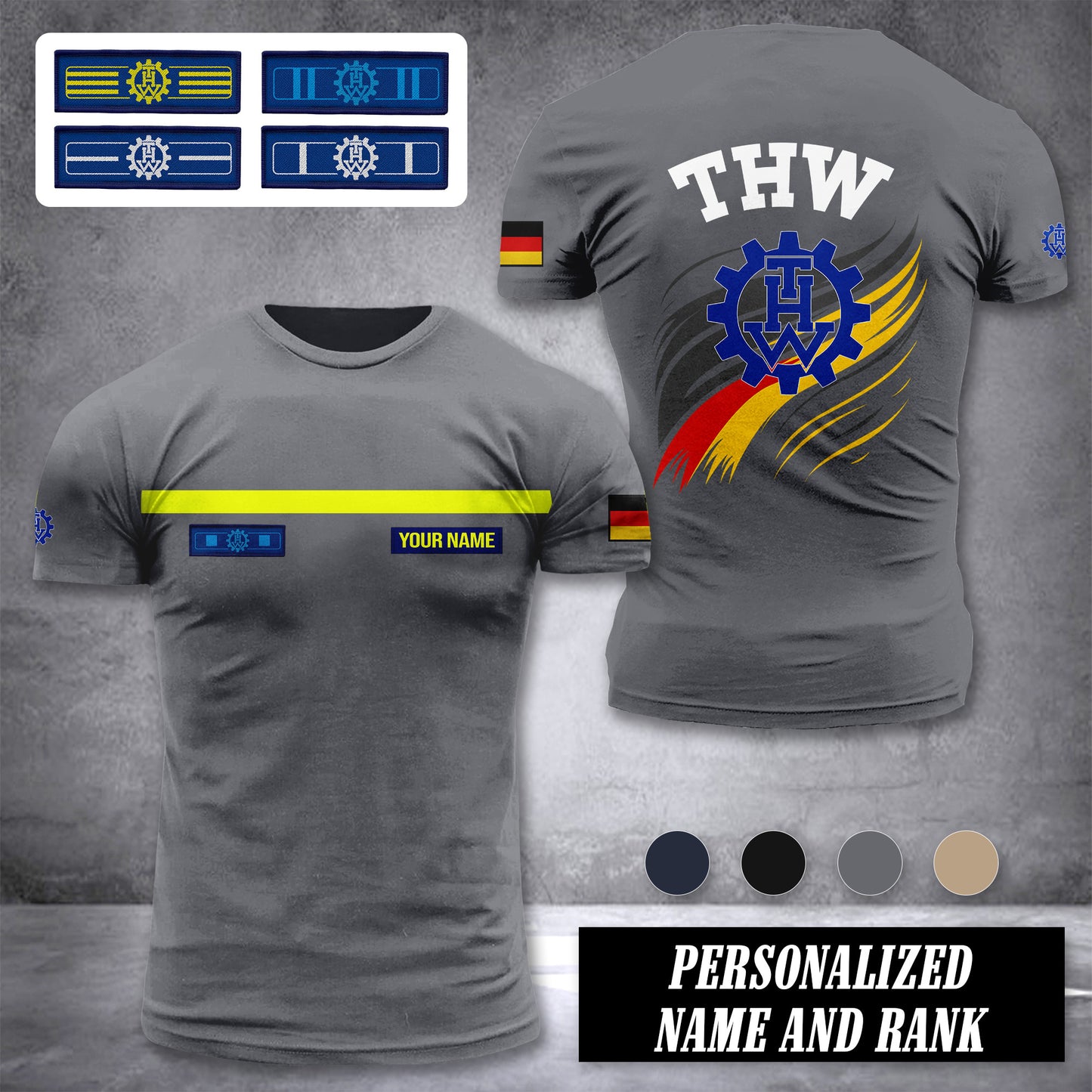 THW Germany customize rank t shirt 3d 246