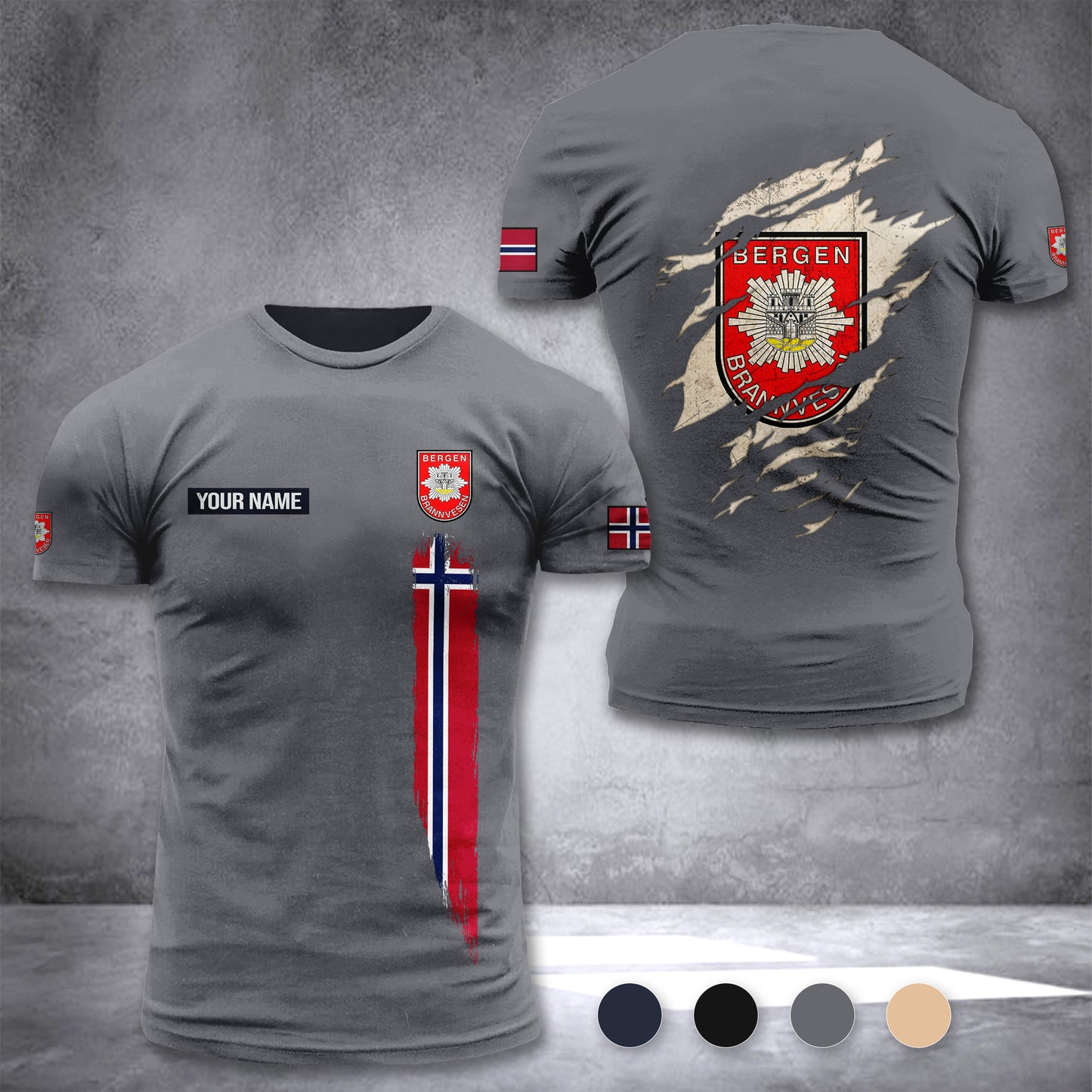 Bergen brannvesen Norway customize T-shirt 355