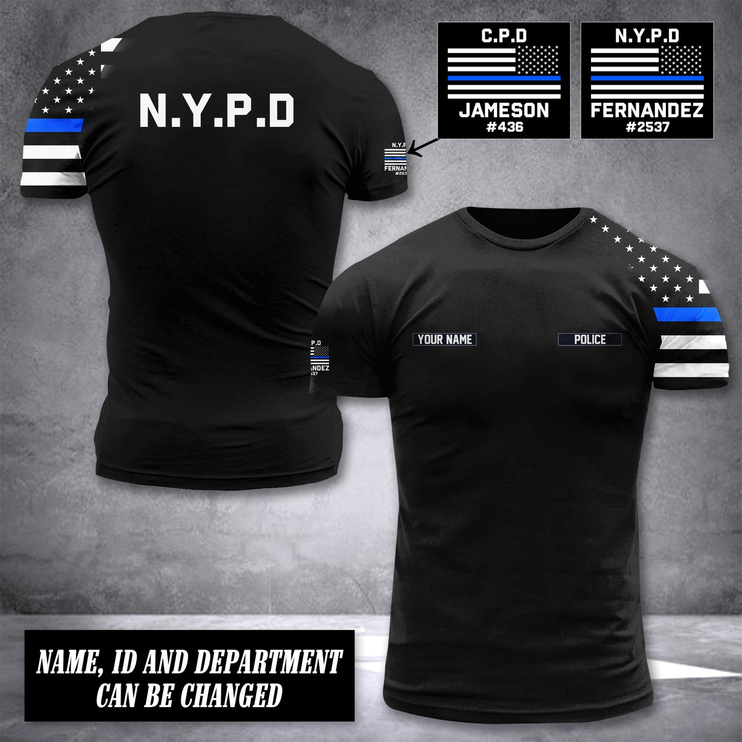 Personalized US Police Department Custom Name & ID T-shirt Printed 115