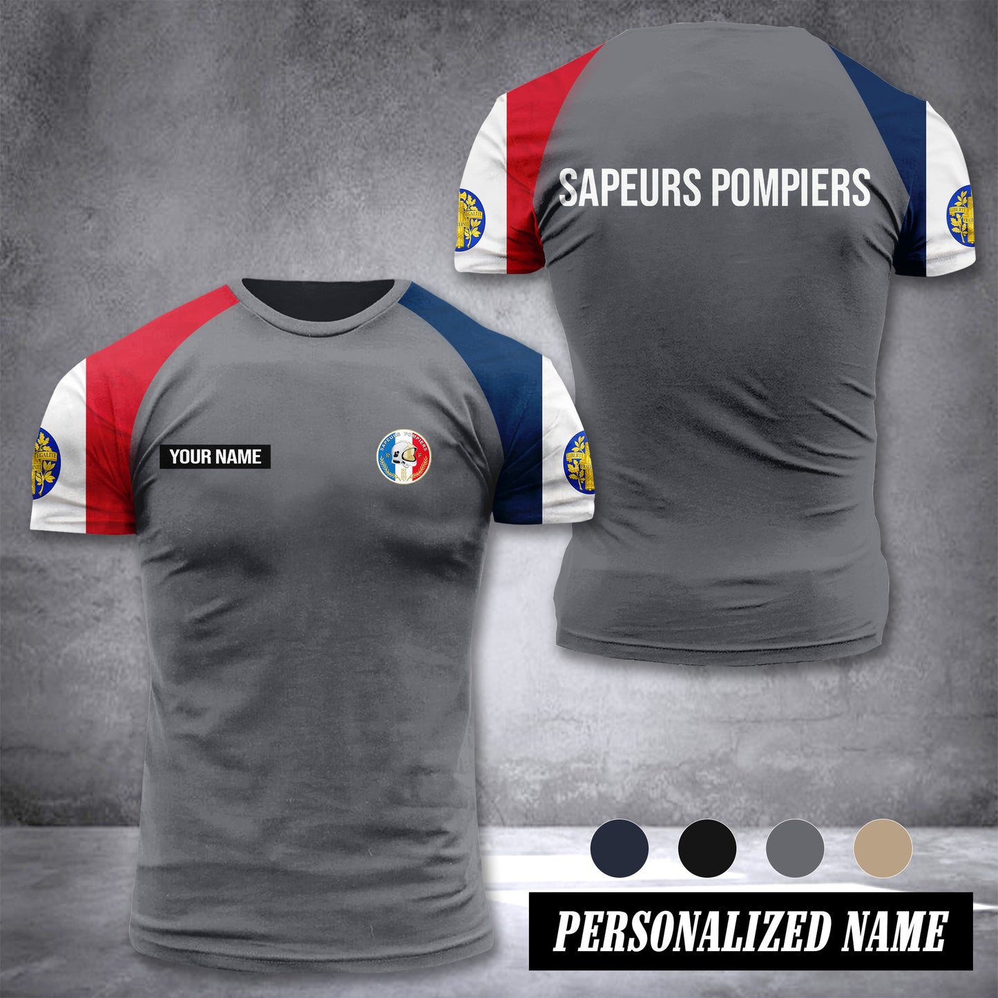Firefighter France customize T-shirt has raglan sleeves 265