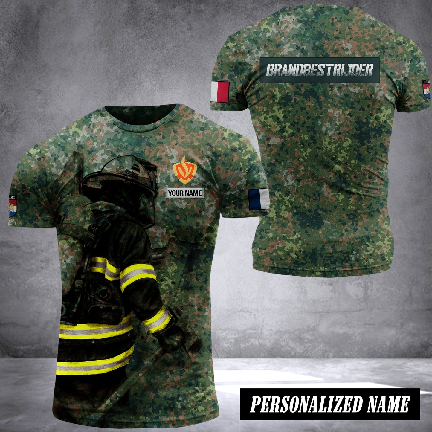 Firefighter Netherlands Camoflag customize T-shirt