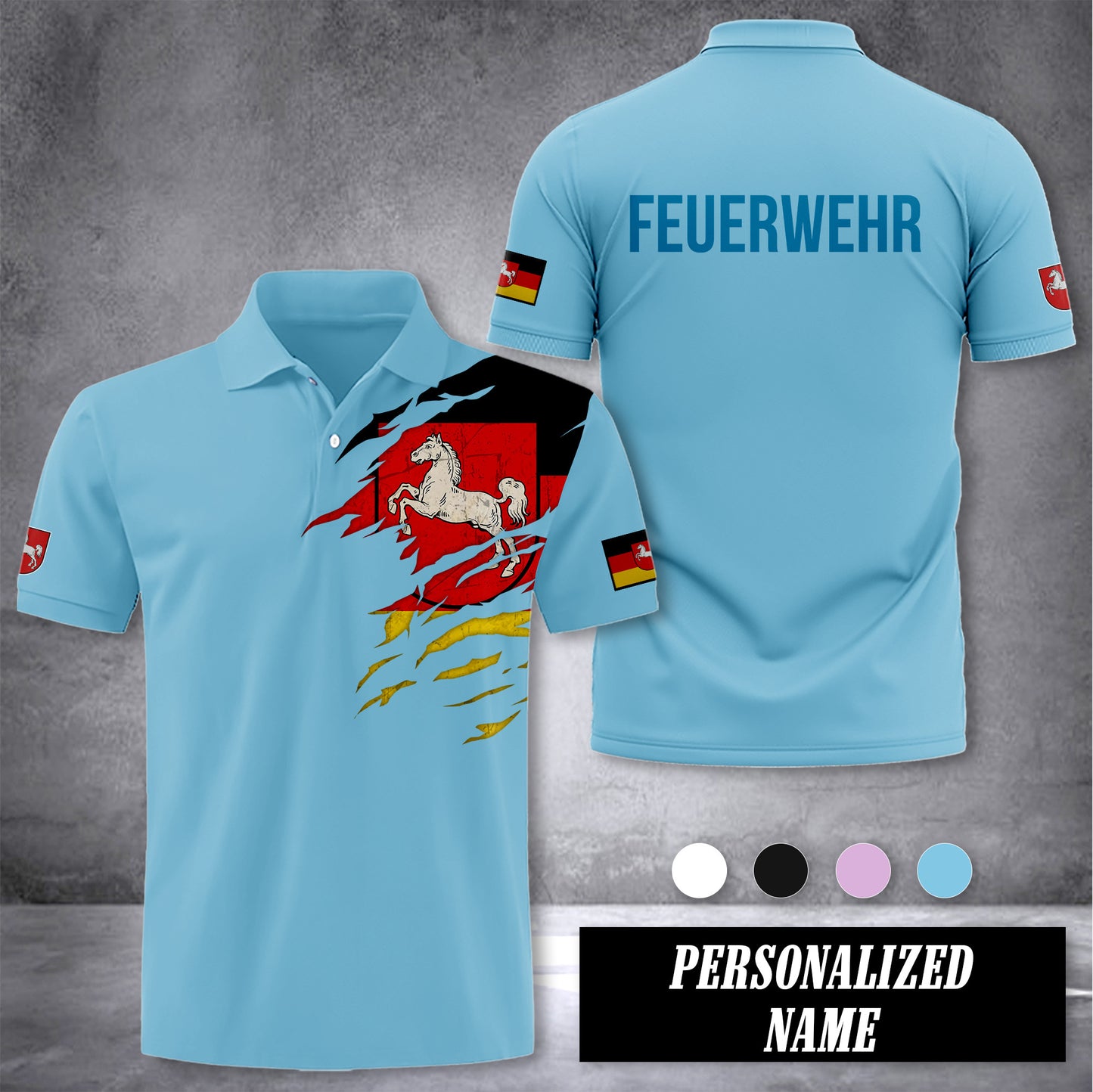 Firefighter Lower Saxony customize polo back