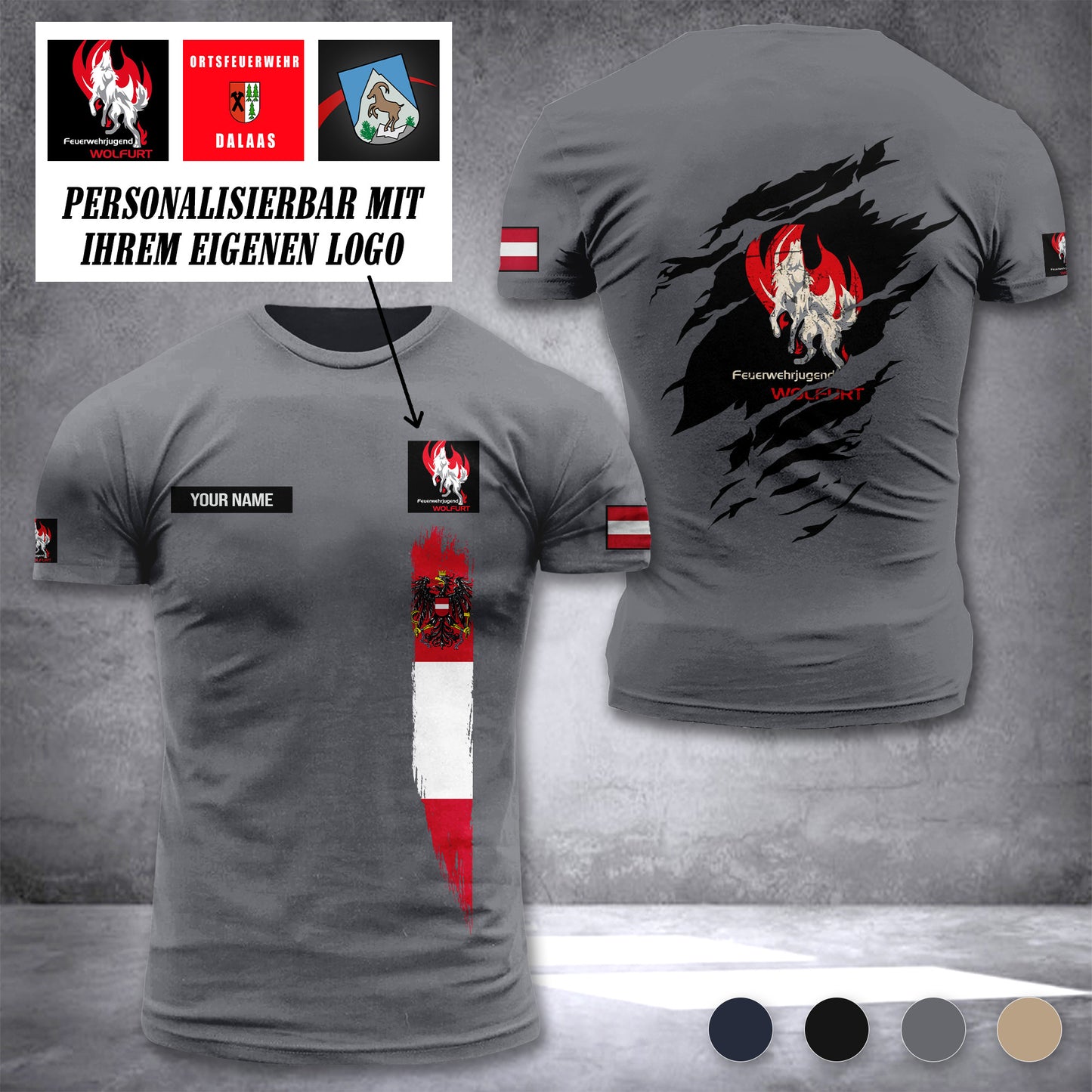 Firefighter Austria customize logo T-shirt 196