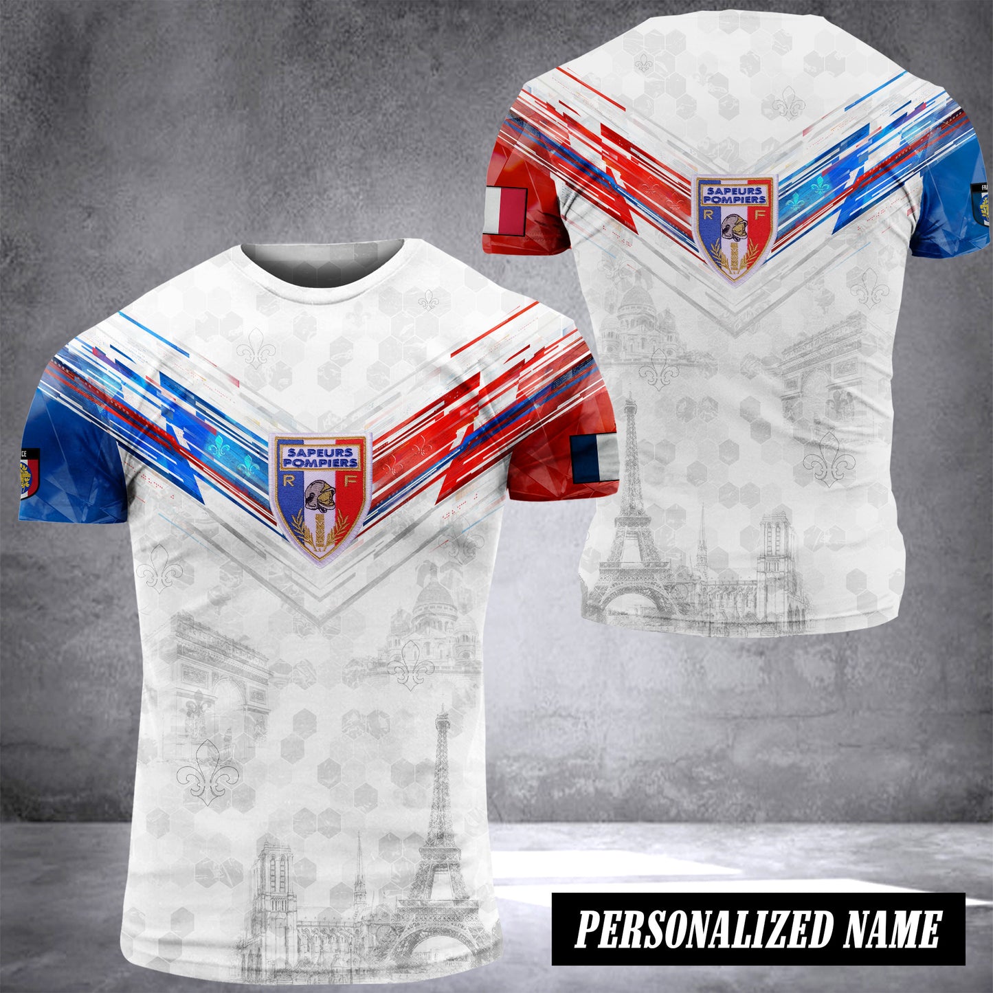 Firefighter France customize T-shirt has raglan sleeves NWE