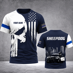 Blue line customize 3d T-shirt 010 sheepdog