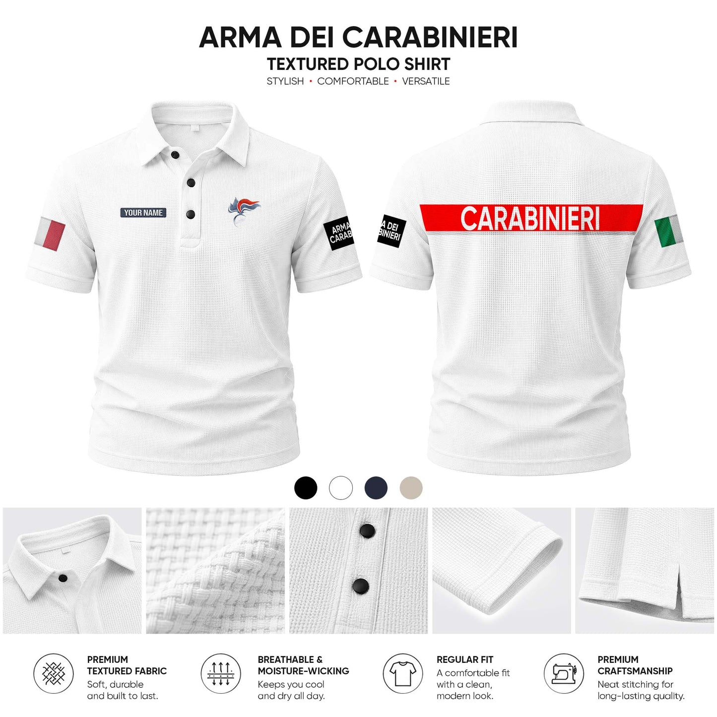Carabinieri customize Casual Short Sleeved Bone Flower Solid Color