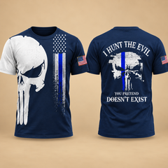 Blue Line police T-shirt 996 hunt the evil