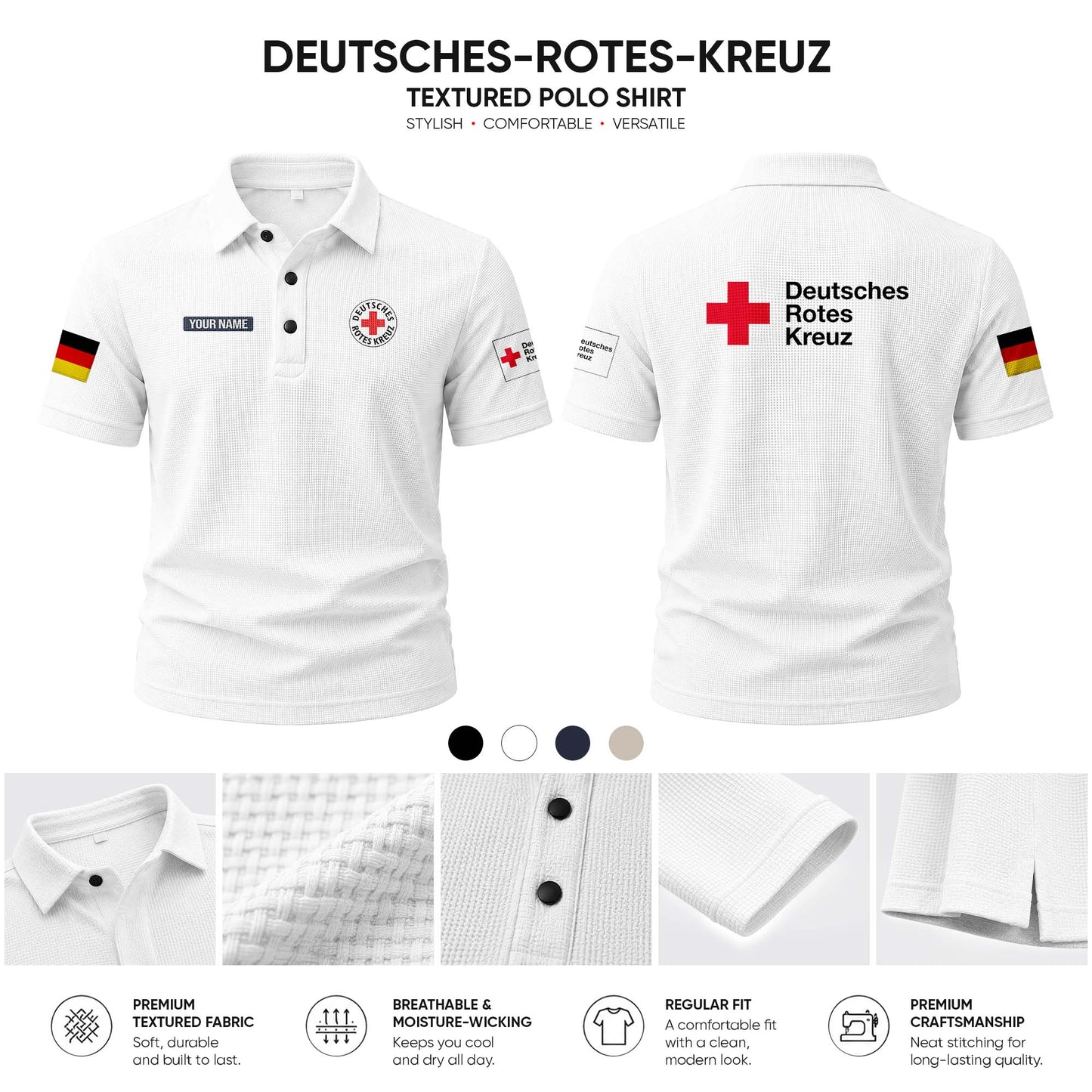 Deutsches Rotes Kreuz customize Casual Short Sleeved Bone Flower Solid Color