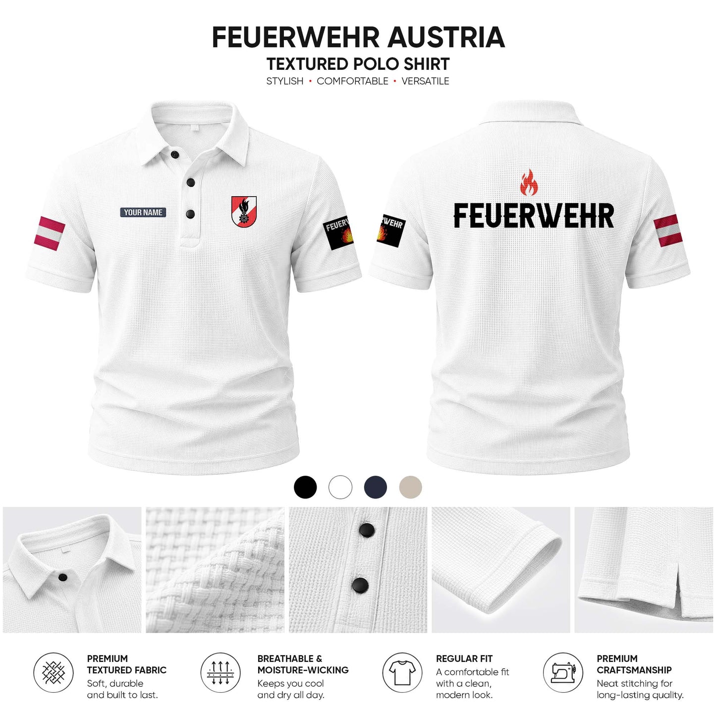 Firefighter Austria customize Casual Short Sleeved Bone Flower Solid Color