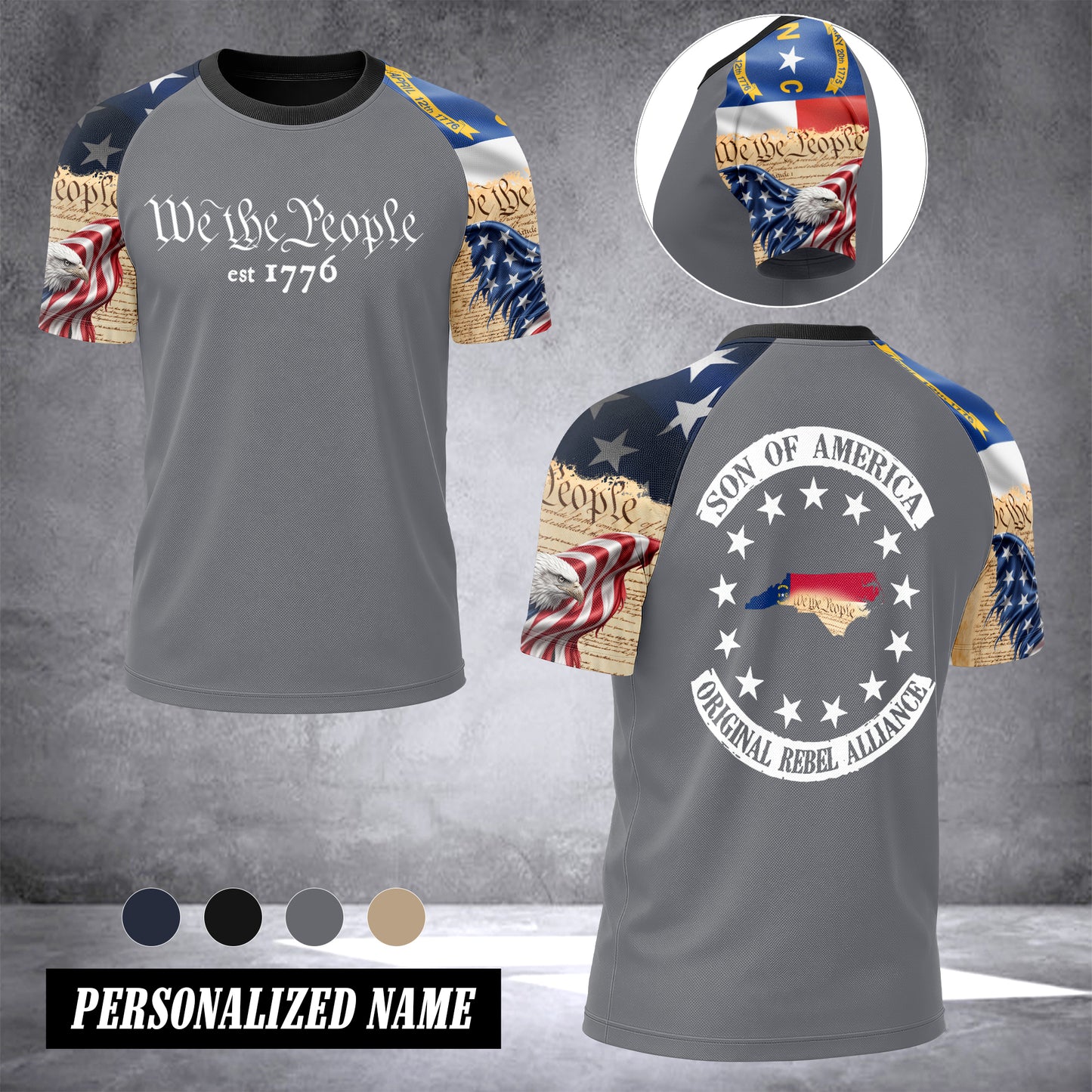North Carolina we the people T-shirt has raglan sleeves MRI