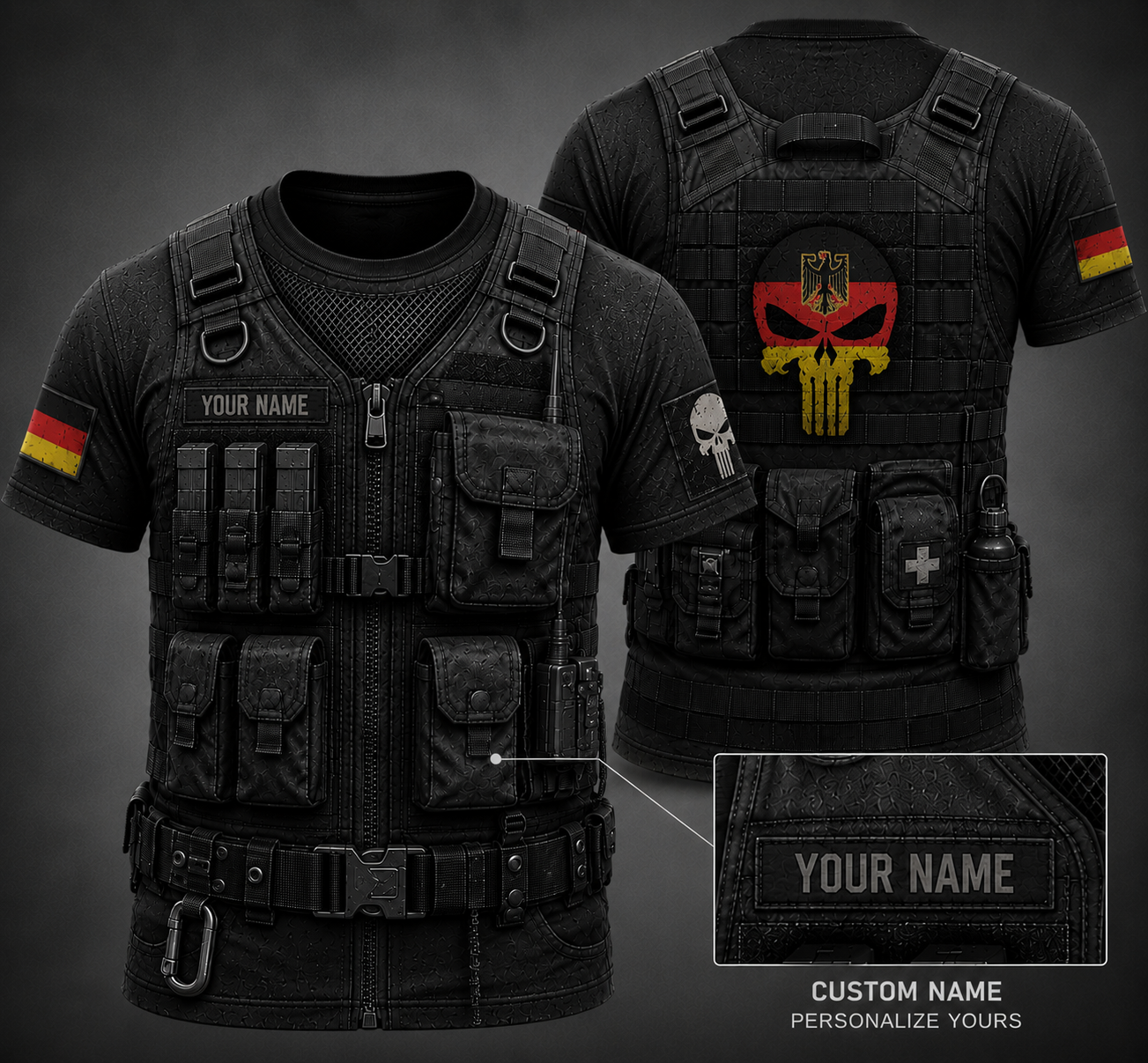 Germany tatical vest customize T-shirt pun