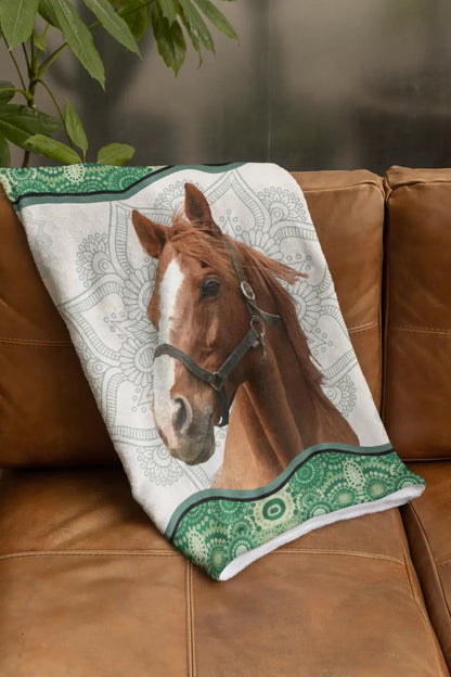 Personalized Upload Your Horse Photo Sherpa or Fleece Blanket Printed