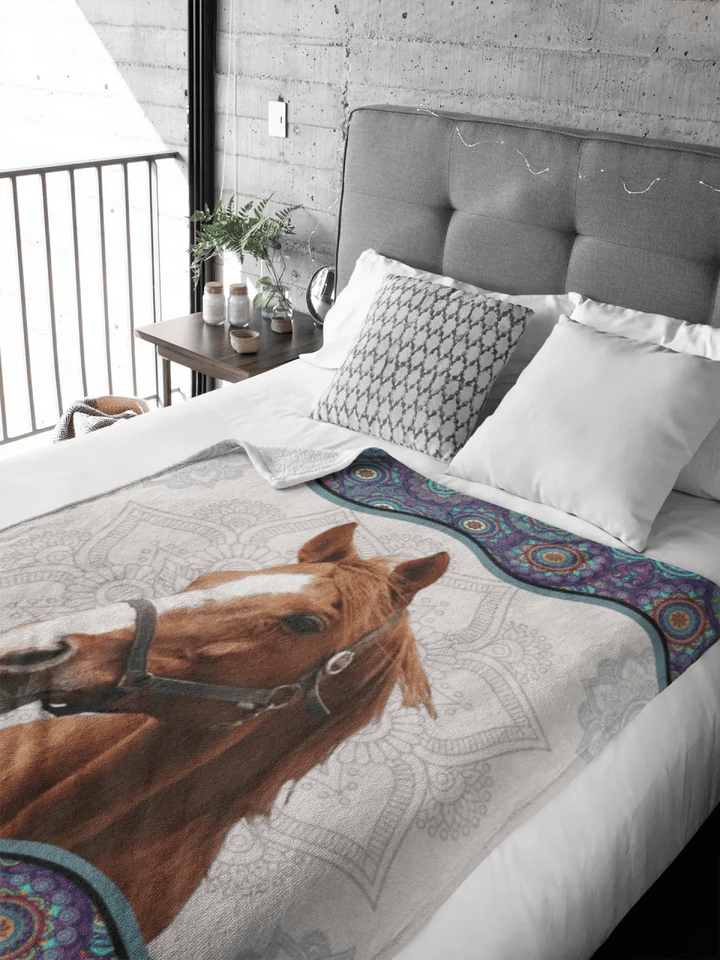 Personalized Upload Your Horse Photo Sherpa or Fleece Blanket Printed