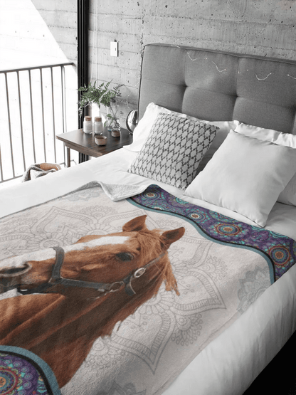 Personalized Upload Your Horse Photo Sherpa or Fleece Blanket Printed