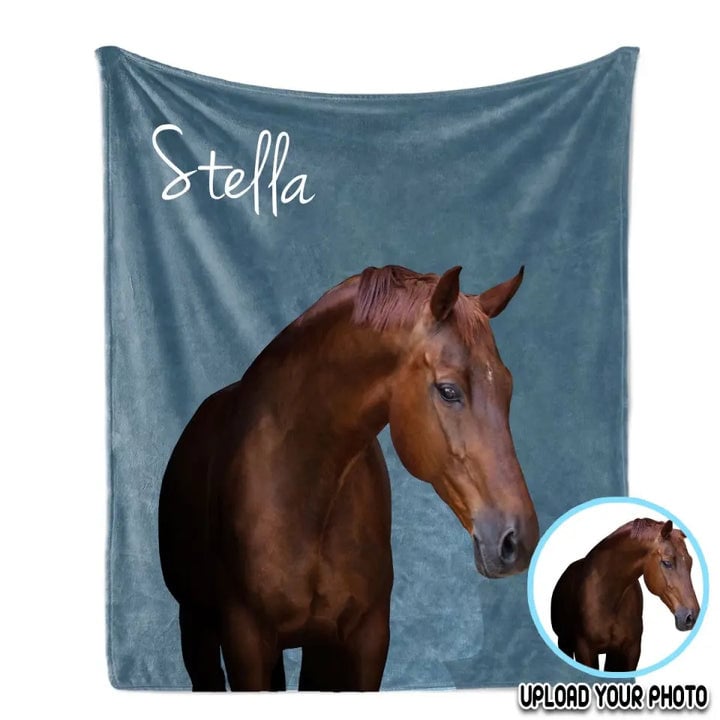 Personalized Upload Your Photo Horse Sherpa or Fleece Blanket Printed
