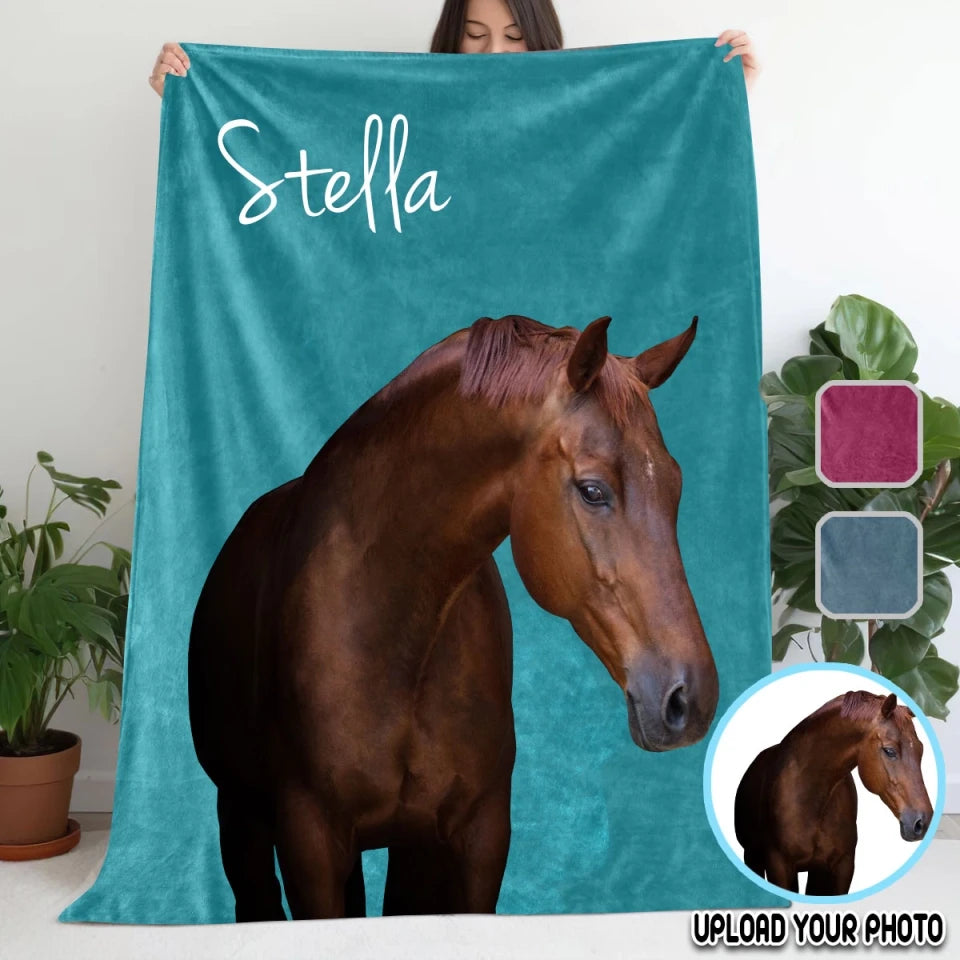 Personalized Upload Your Photo Horse Sherpa or Fleece Blanket Printed