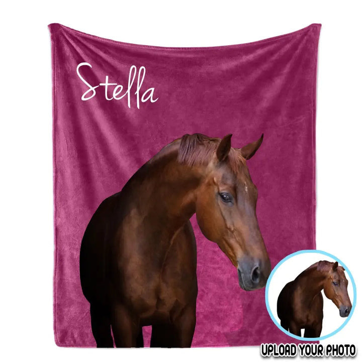 Personalized Upload Your Photo Horse Sherpa or Fleece Blanket Printed
