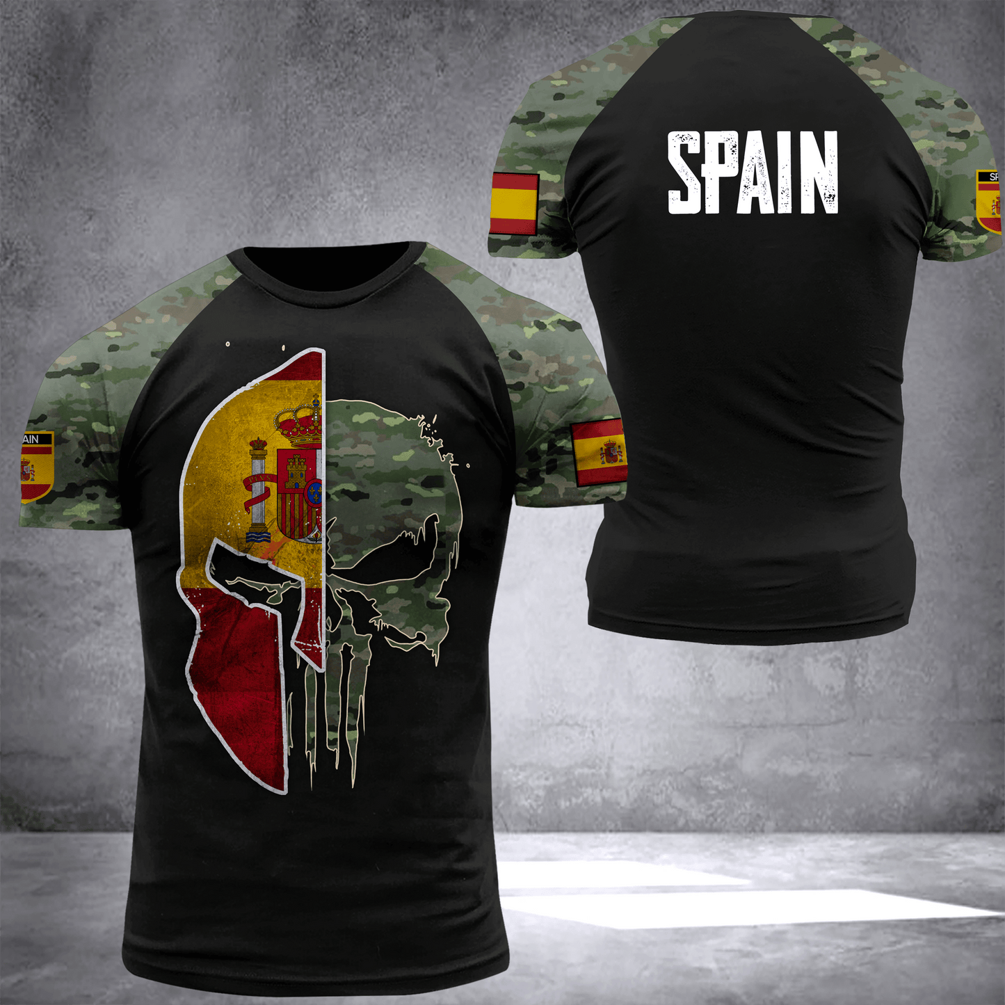 Spain spartan camo National Flag T-shirt I02