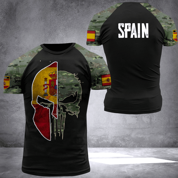 Spain spartan camo National Flag T-shirt I02