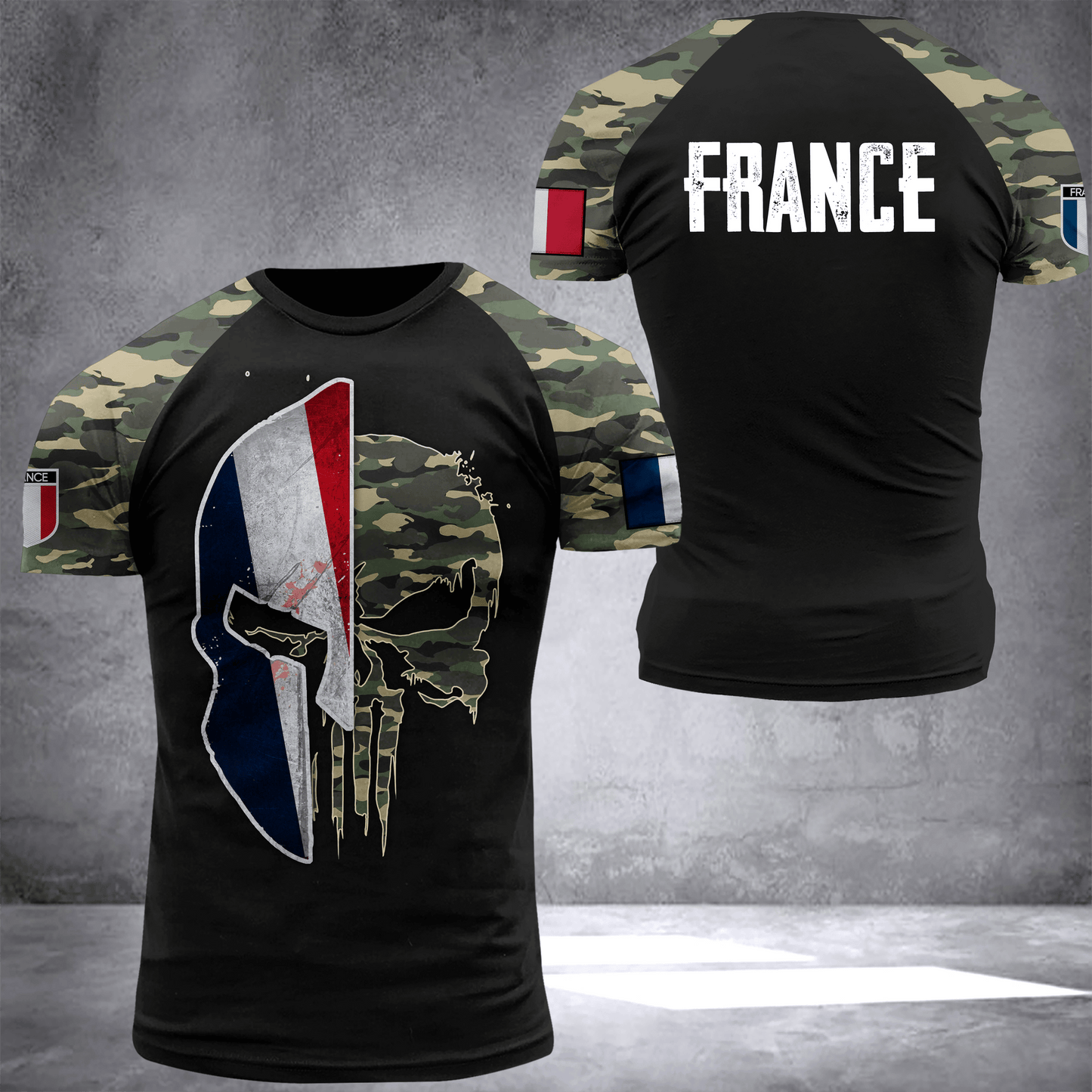 France spartan camo National Flag T-shirt I02