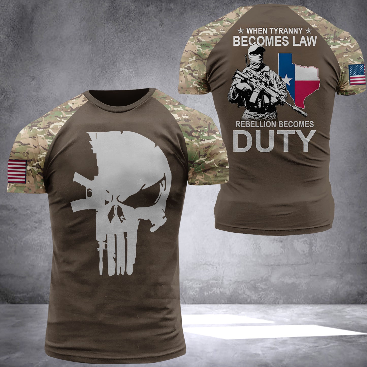Texas son of america camo National Flag T-shirt