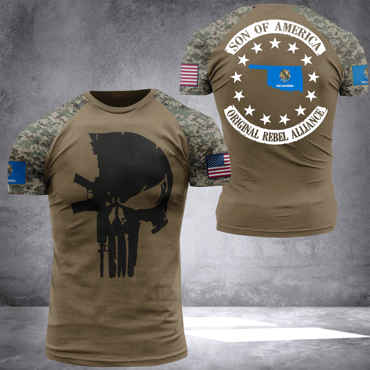 Oklahoma son of america camo National Flag T-shirt