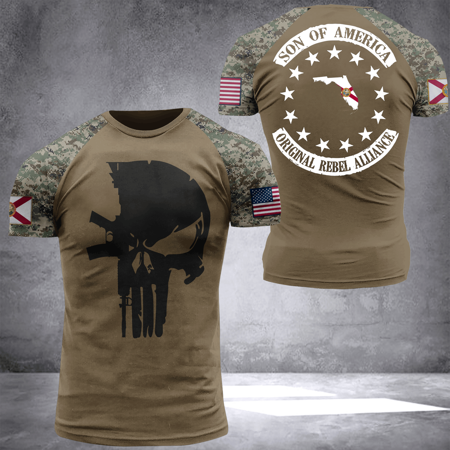Florida son of america camo National Flag T-shirt