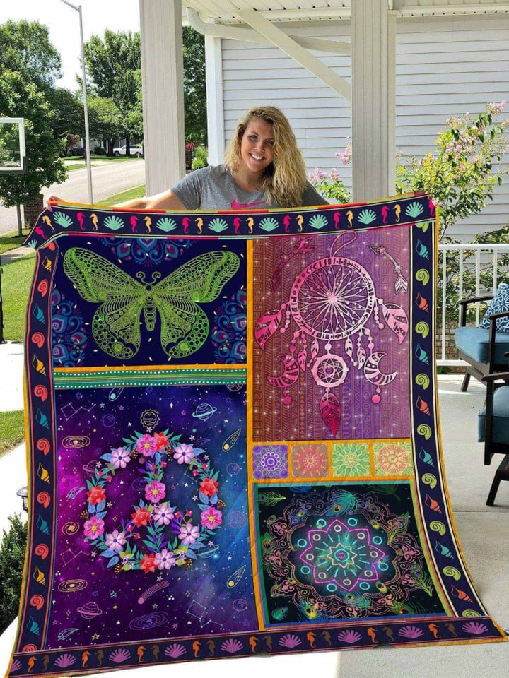 Hippie Peaceful bedding Quilt blankets 3d 010