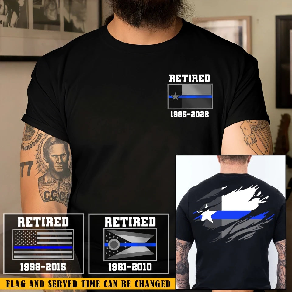 USA-Texas-Ohio blue line customize T-shirt