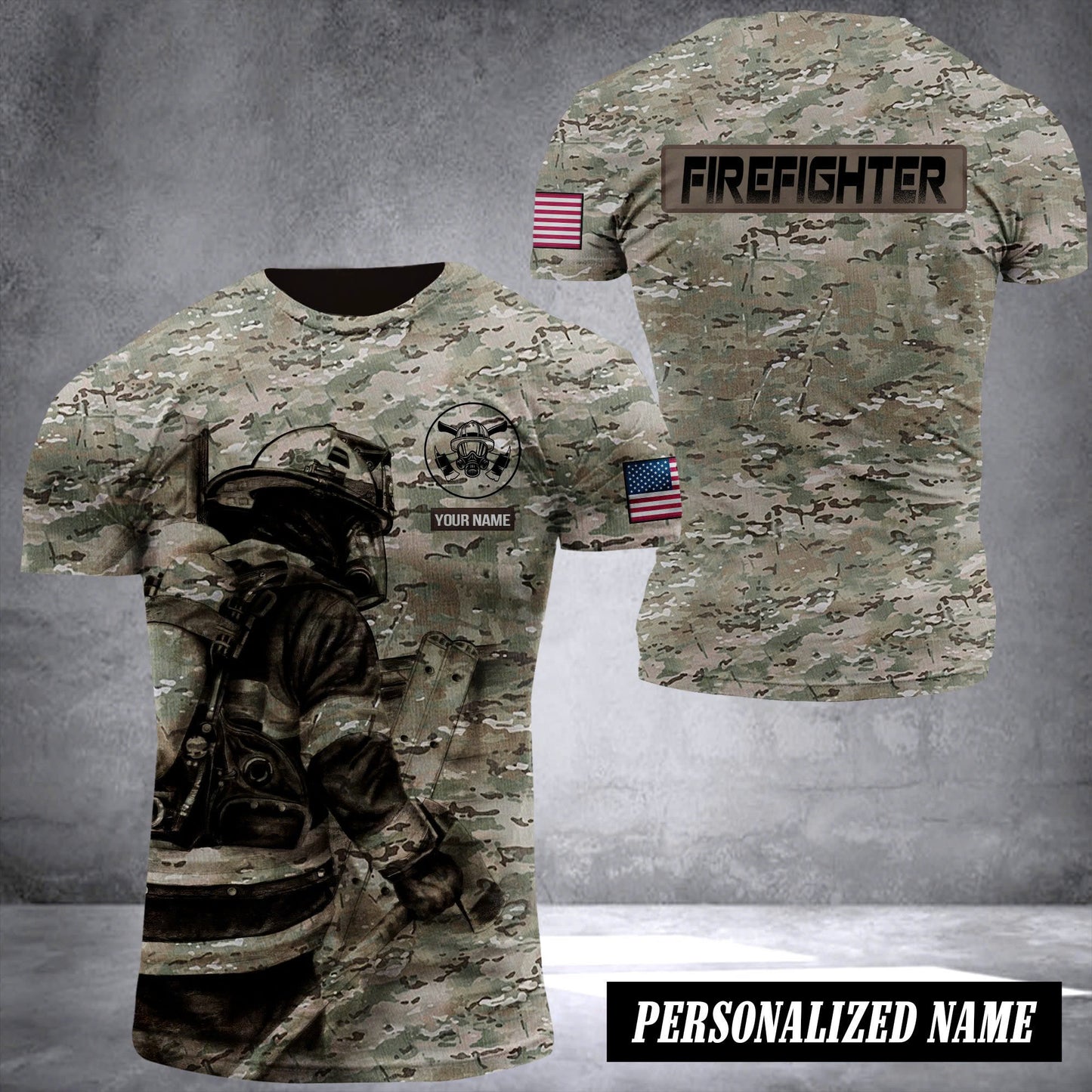 Firefighter camo customize T-shirt