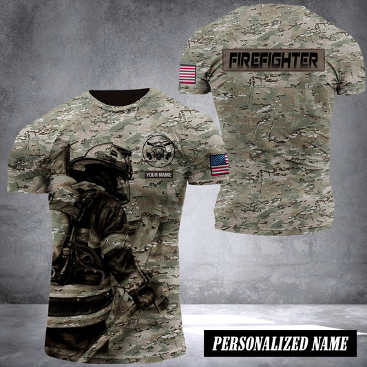 Firefighter camo customize T-shirt