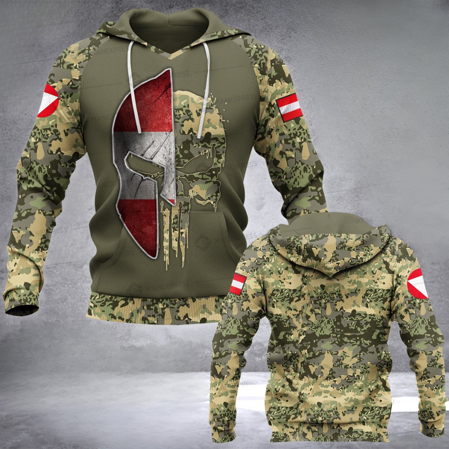Austria soldier HOODIE hoodie customize 3d printed punhalf 2