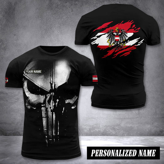 Austria 2 flag custom T-shirt 2509
