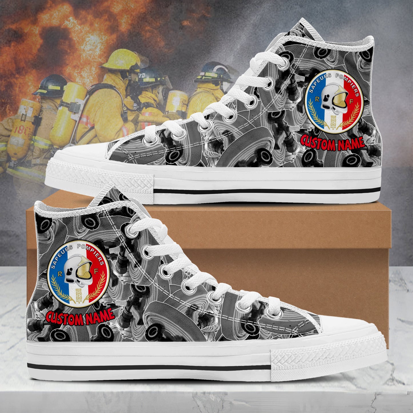 France Firefighter Customize High Top Shoes
