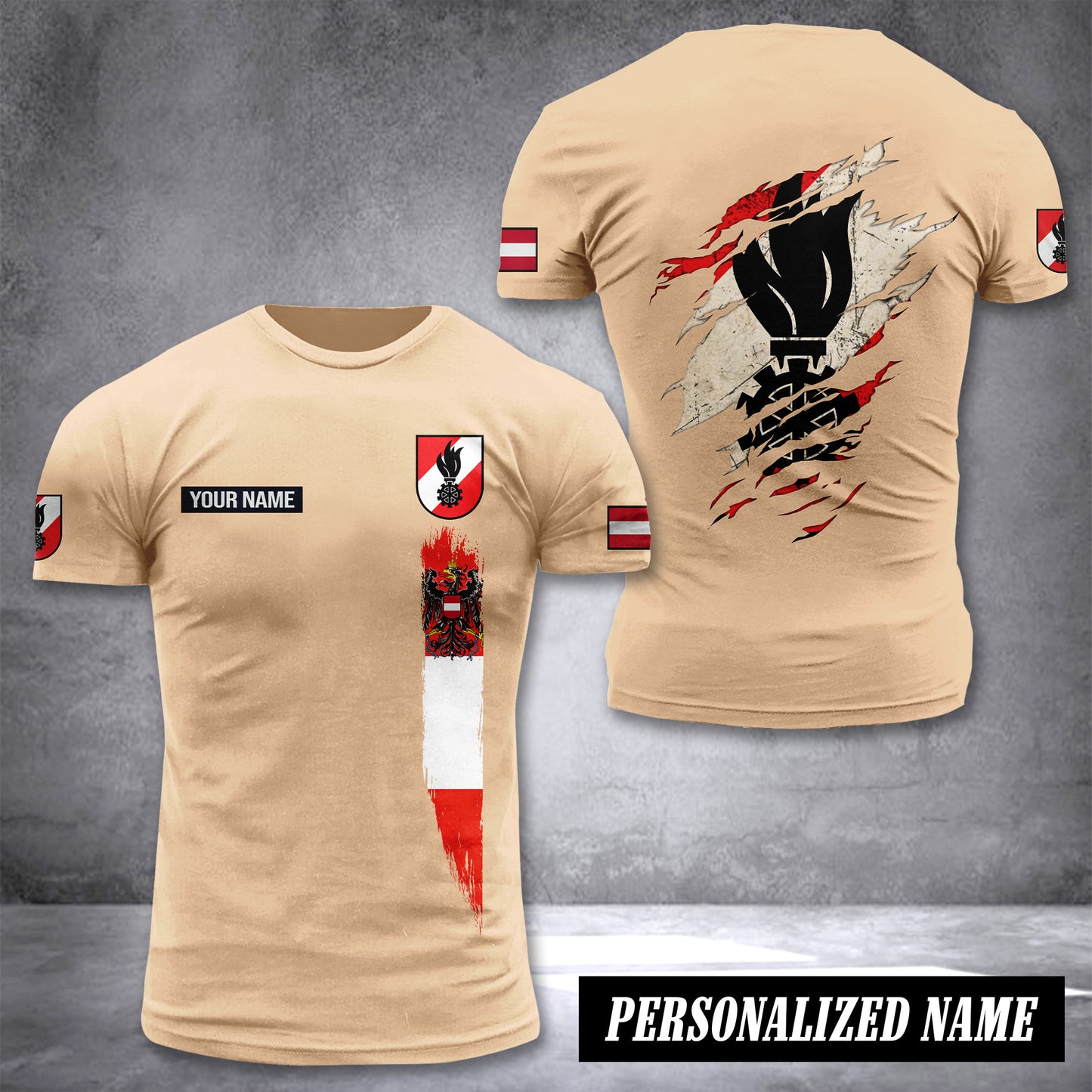 Firefighter Austria customize T-shirt back