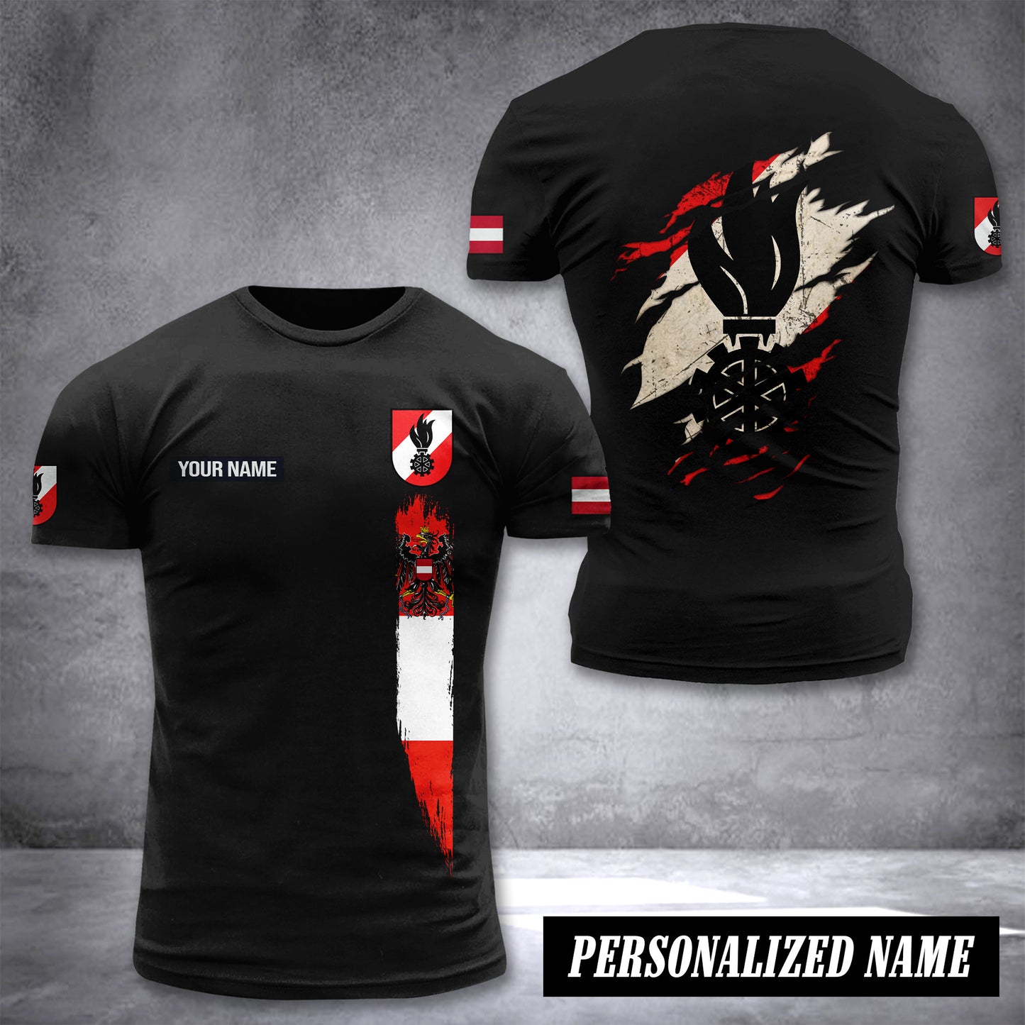 Firefighter Austria customize T-shirt back