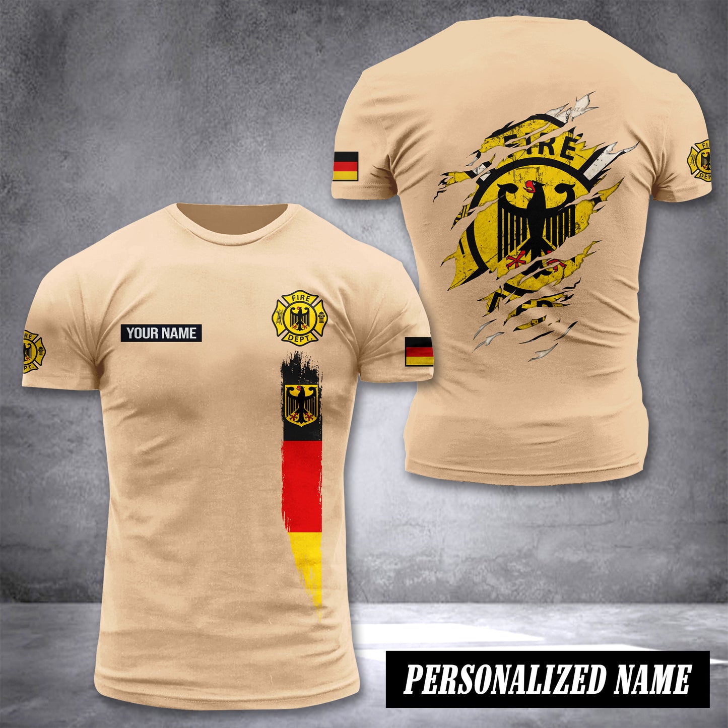 Firefighter Germany customize T-shirt back
