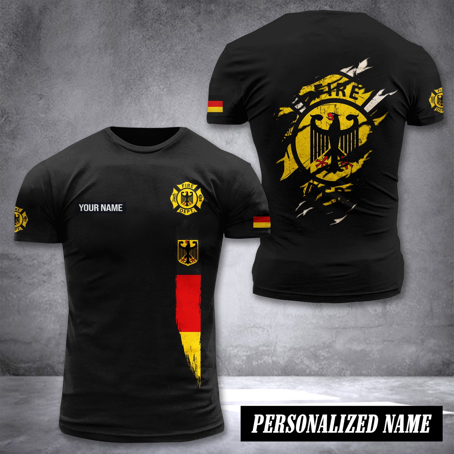 Firefighter Germany customize T-shirt back