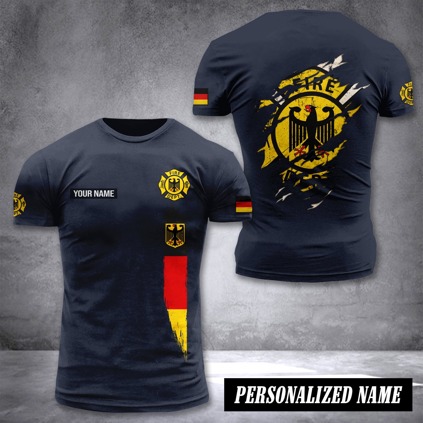 Firefighter Germany customize T-shirt back