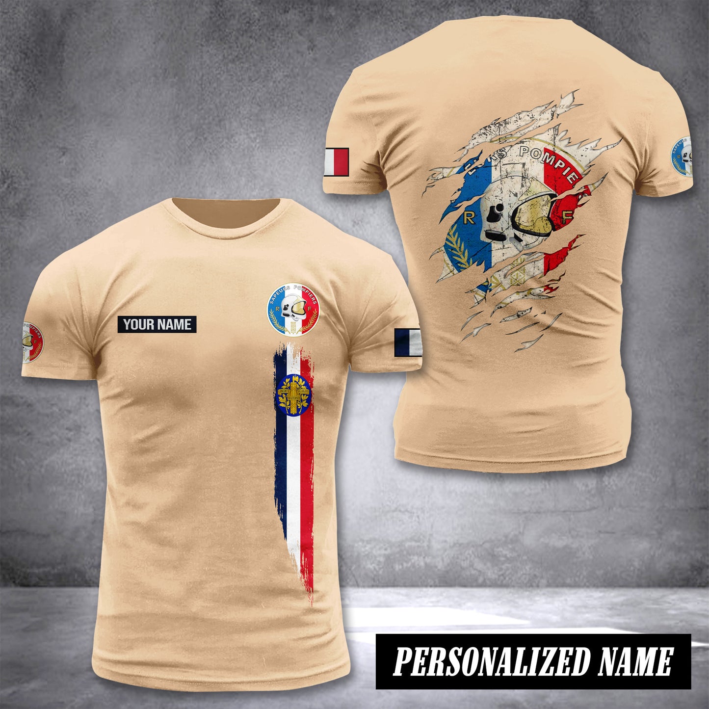 Firefighter France customize T-shirt back