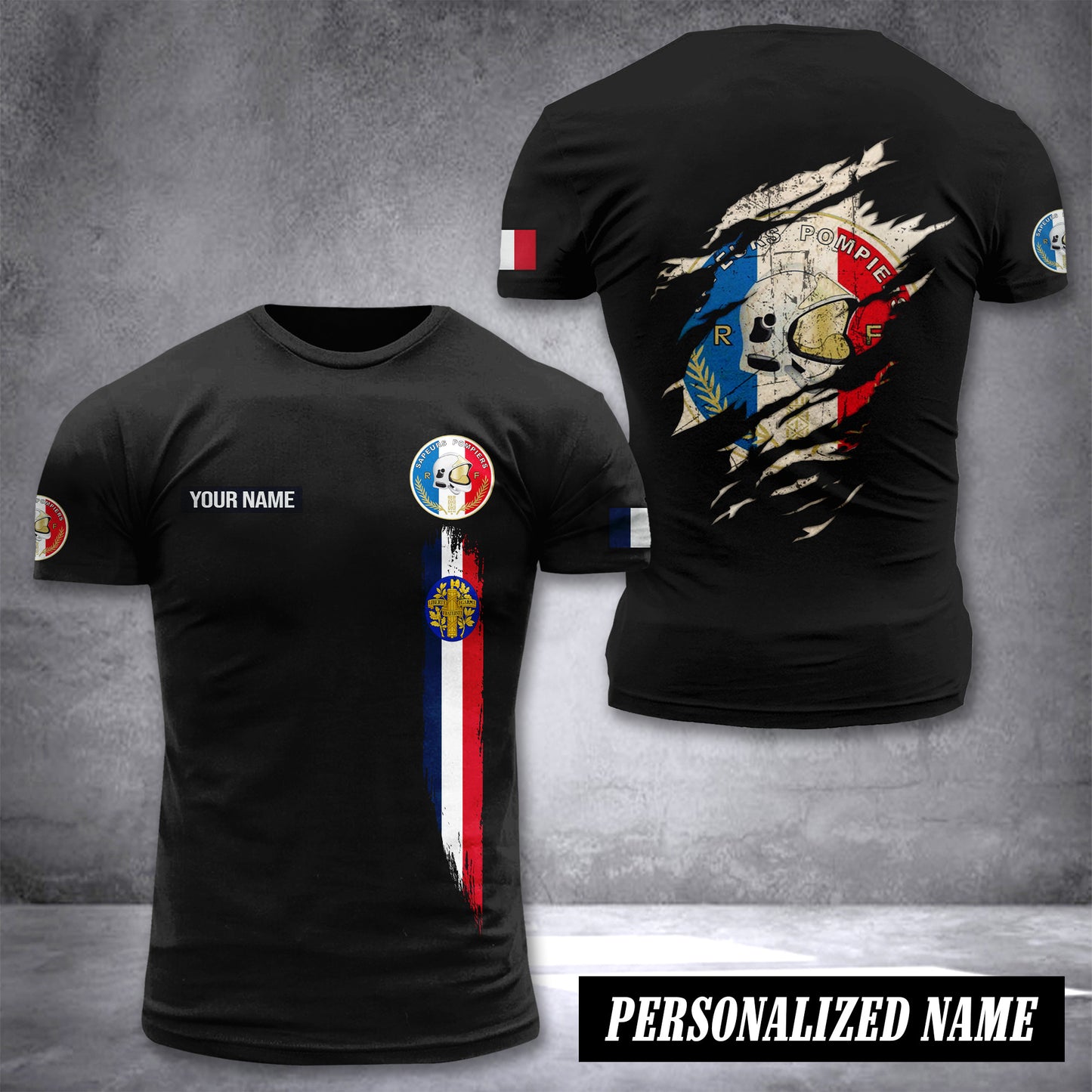 Firefighter France customize T-shirt back