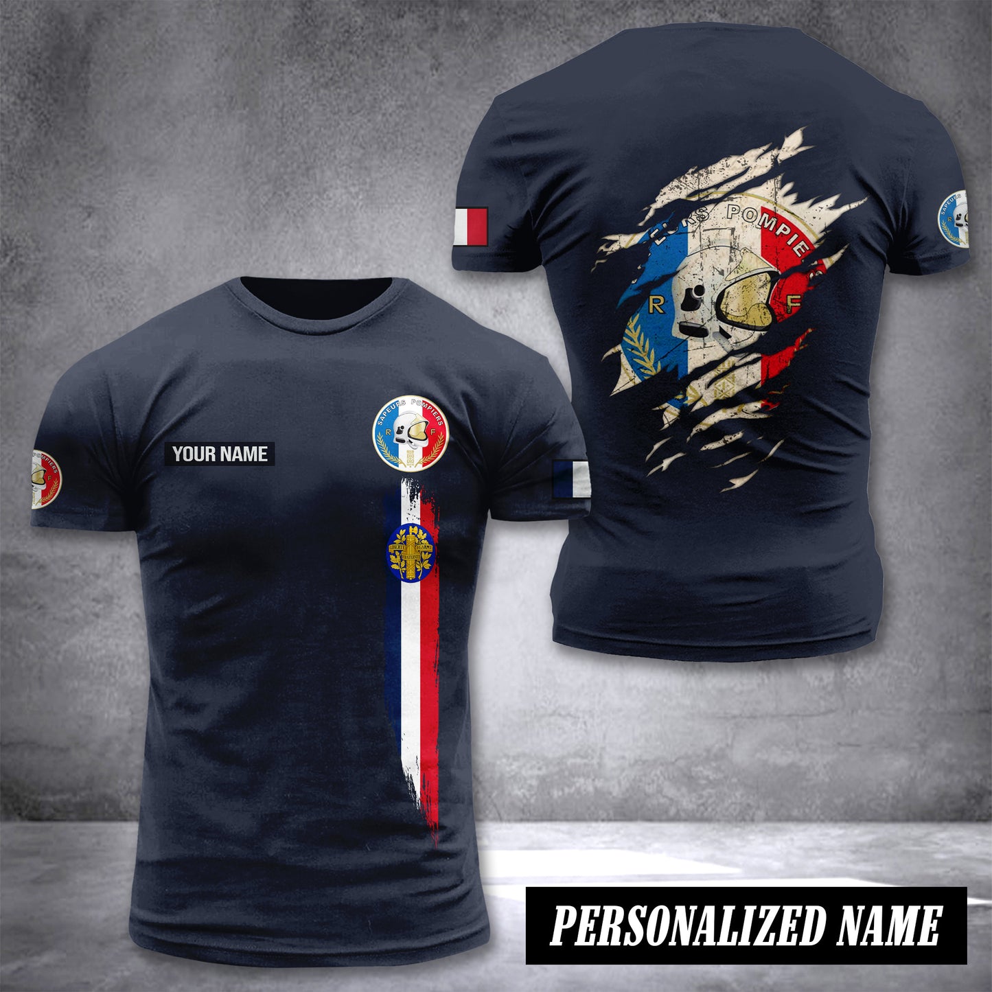 Firefighter France customize T-shirt back