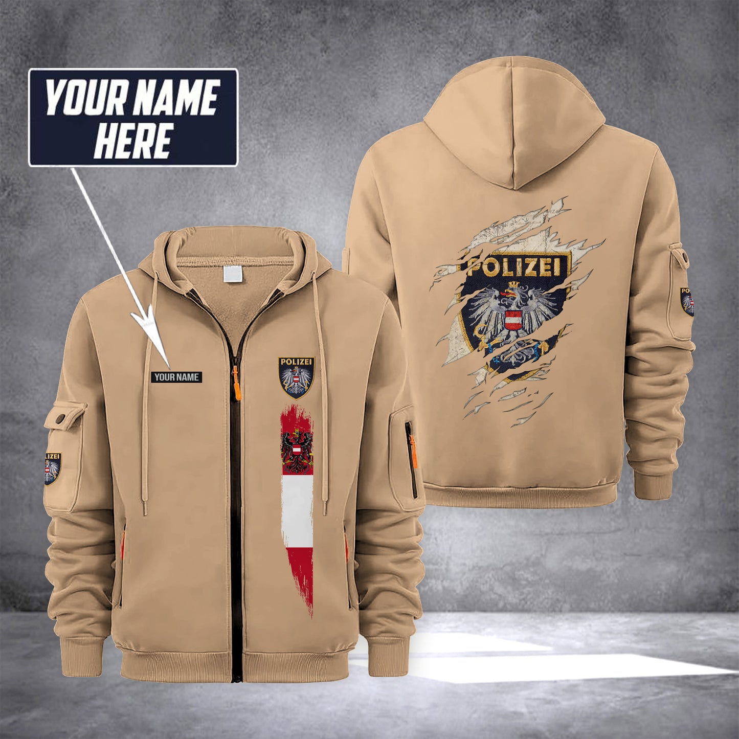 Polizei Austria customize Zipper cardigan jacket