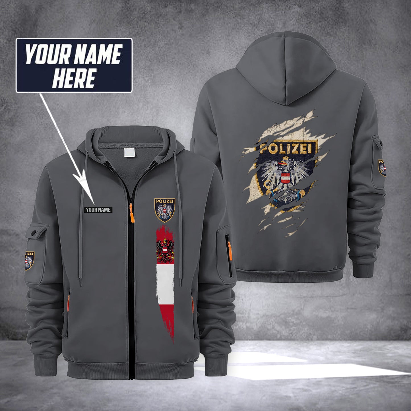 Polizei Austria customize Zipper cardigan jacket