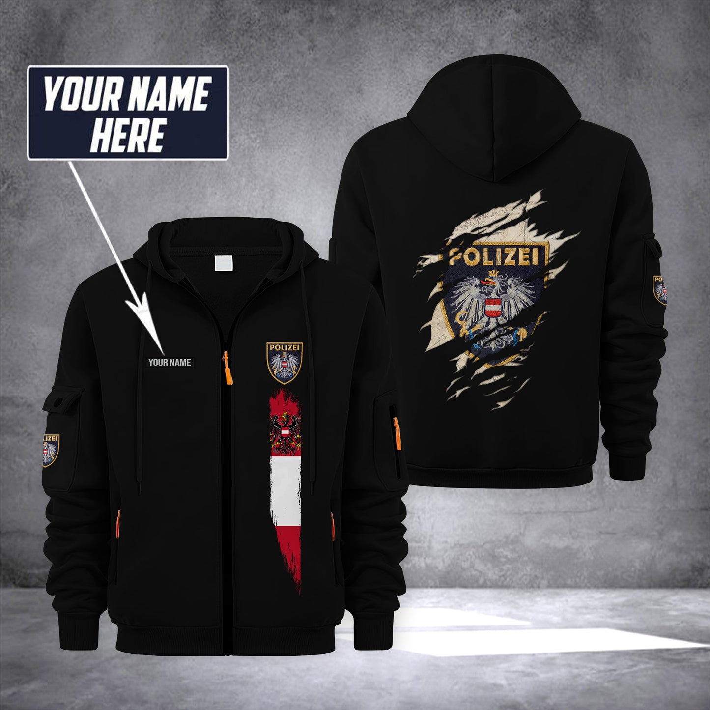 Polizei Austria customize Zipper cardigan jacket