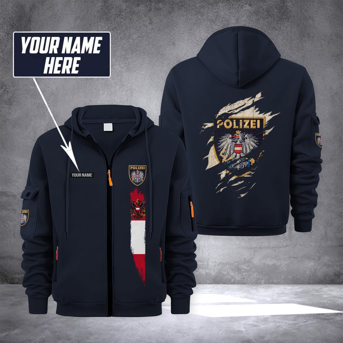 Polizei Austria customize Zipper cardigan jacket