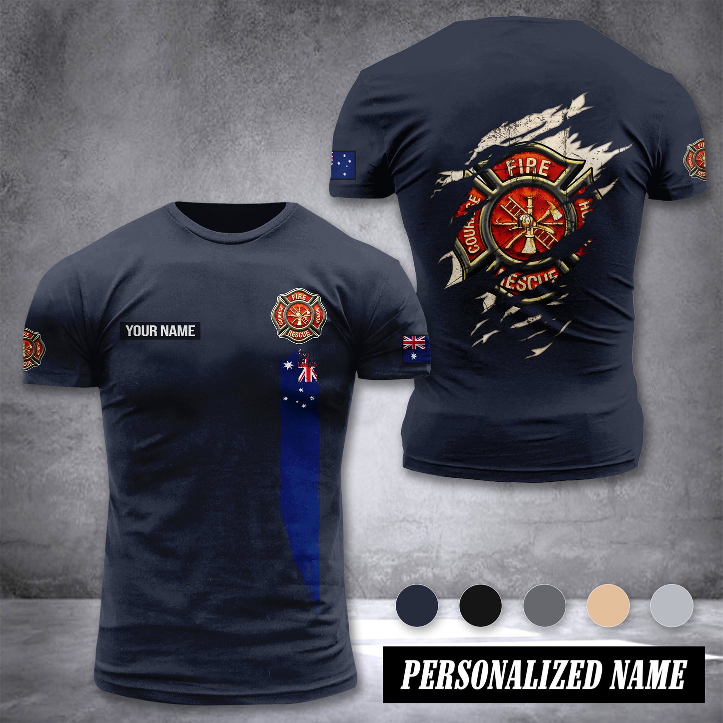 Firefighter Australia customize T-shirt back
