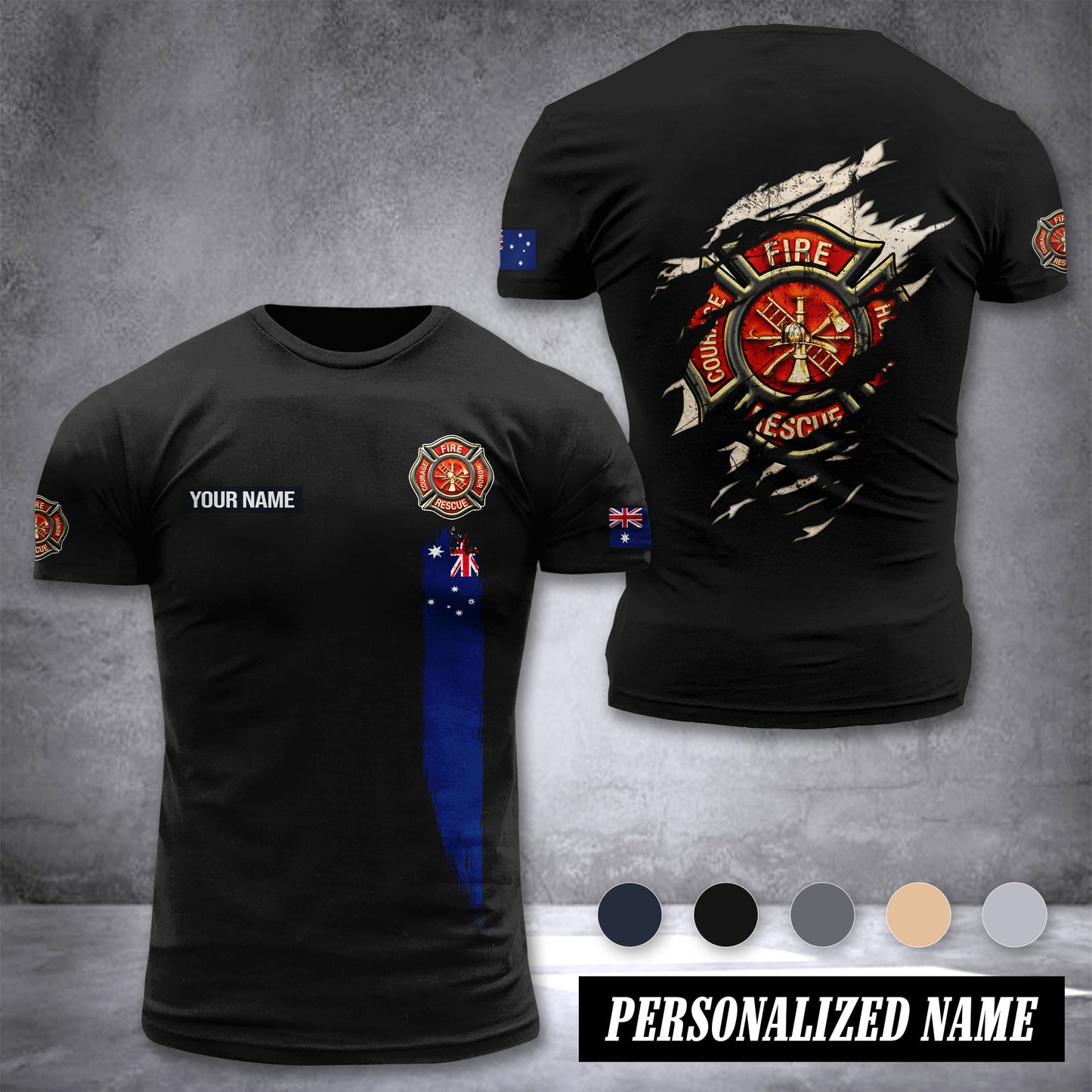 Firefighter Australia customize T-shirt back