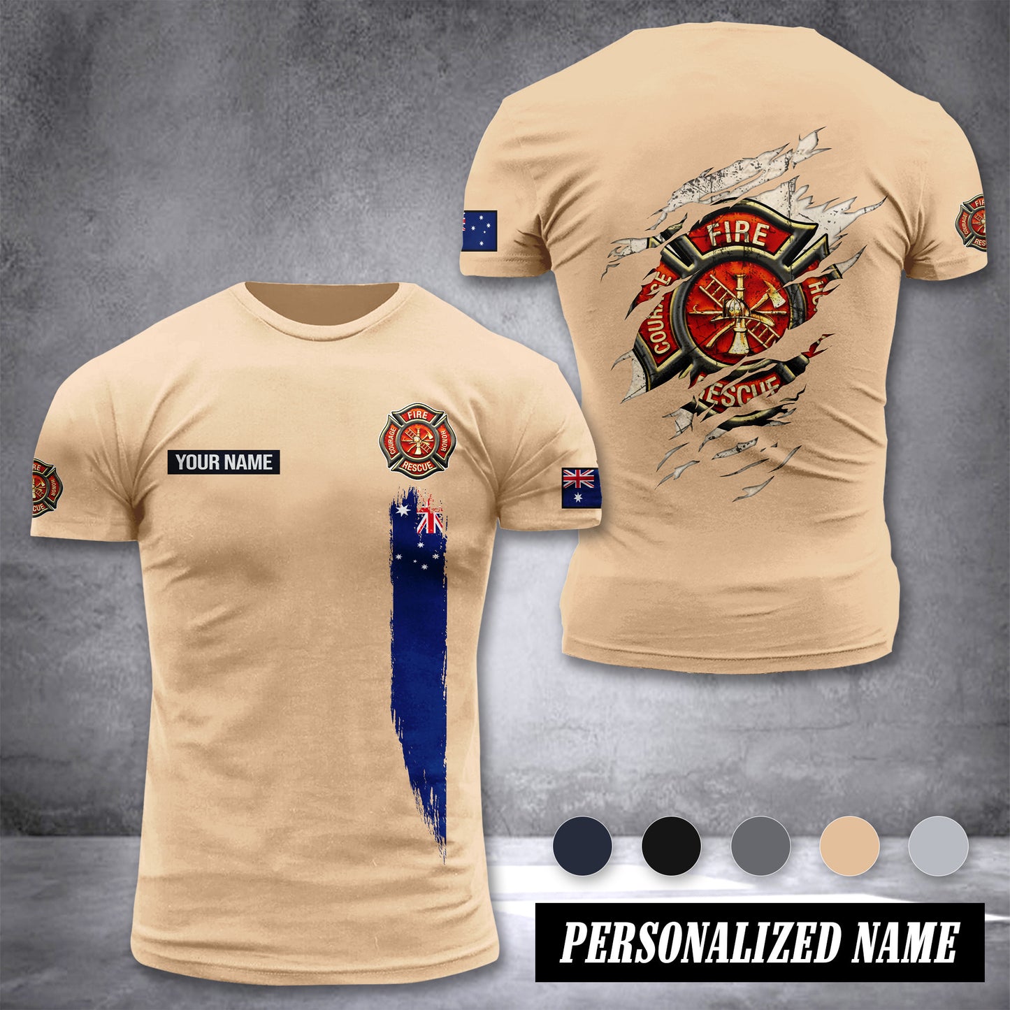 Firefighter Australia customize T-shirt back