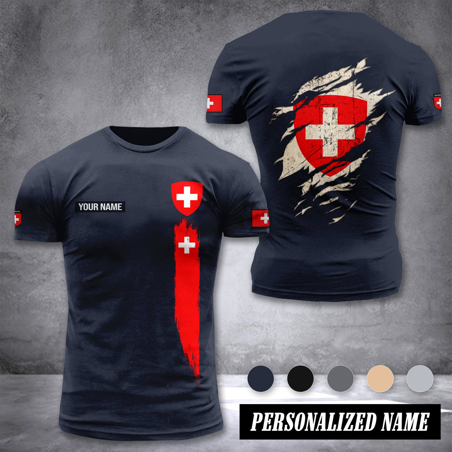 Switzerland customize T-shirt back